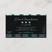 Stilvoll Aquamarine und schwarze Sparkling Diamond Visitenkarte (Rückseite)