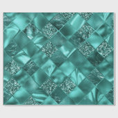 Stilvoll Aquamariner Shimmer Glitzer und Foil Diam Geschenkpapier (Flach)