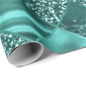 Stilvoll Aquamariner Shimmer Glitzer und Foil Diam Geschenkpapier (Rolleneckpunkt)