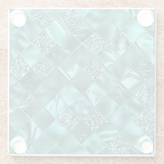 Stilvoll Aquamariner Shimmer Glitzer und Foil Diam Glasuntersetzer (Rückseite)