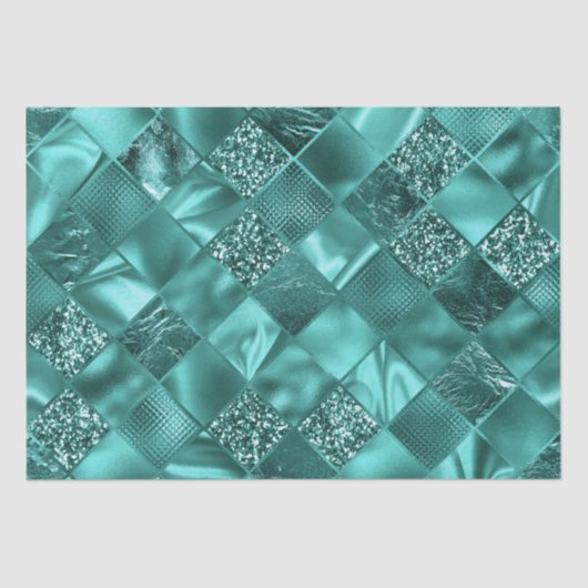 Stilvoll Aquamariner Shimmer Glitzer und Foil Diam Seidenpapier (Vorderseite)