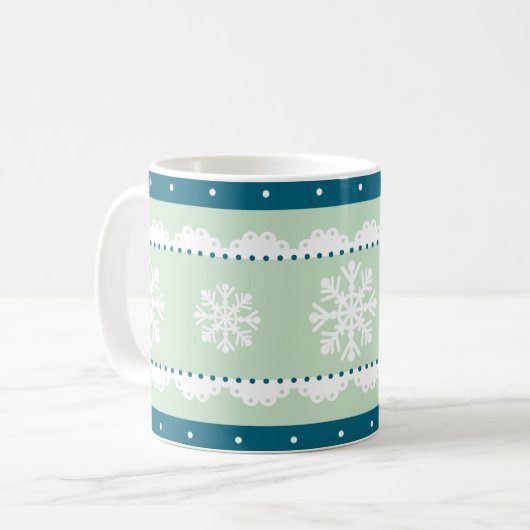Stilvoll Aquamarines blaues Weihnachtsmuster Kaffeetasse (Vorderseite Links)
