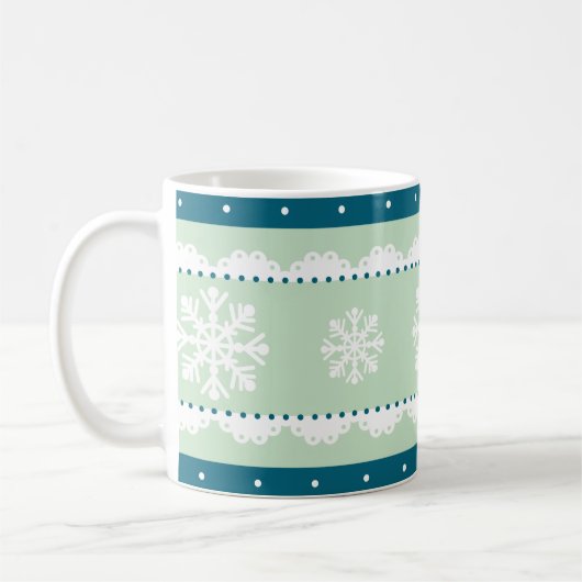 Stilvoll Aquamarines blaues Weihnachtsmuster Kaffeetasse (Links)
