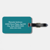 Stilvoll Aquamarines Blumenmuster mit Monogramm un Gepäckanhänger (Rückseite horizontal)