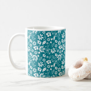 Stilvoll Aquamarines türkisfarbenes Blumenmuster Kaffeetasse