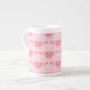 Stilvoll Art-Deco-Schmetterling - Korallenrosa Porzellantasse
