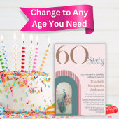 Stilvoll ausgeklügeltes Rosa Pfau Geburtstag Einladung