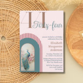 Stilvoll ausgeklügeltes Rosa Pfau Geburtstag Einladung