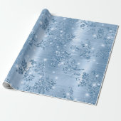 Stilvoll Baby Blue Glitzer and Foil Floral Geschenkpapier (Ungerollt)