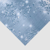 Stilvoll Baby Blue Glitzer and Foil Floral Seidenpapier (Detail)