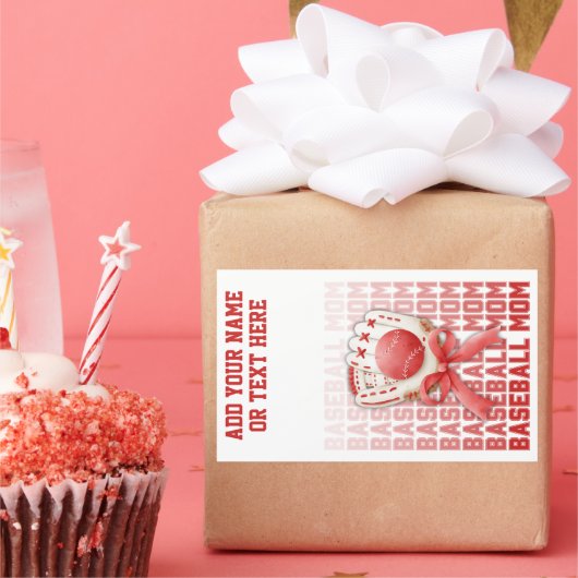 Stilvoll BASEBALL MAMA Individuelle Name Mütter Da Rechteckiger Aufkleber (Party)