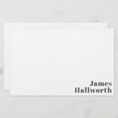 Stilvoll bearbeitbarer Retro Moderner Text | Grau Briefpapier (Vorne/Hinten)