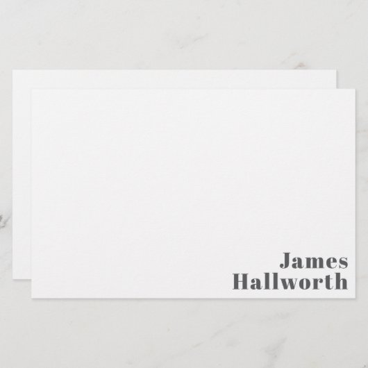 Stilvoll bearbeitbarer Retro Moderner Text | Grau Briefpapier (Vorne/Hinten)