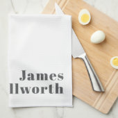 Stilvoll bearbeitbarer Retro Moderner Text | Grau Geschirrtuch (Viertel Falte)