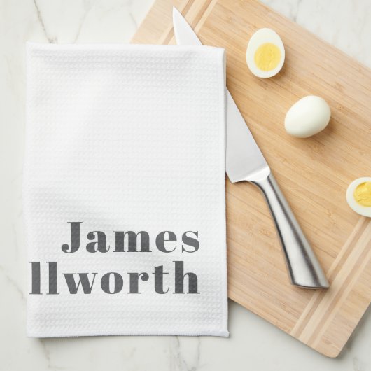 Stilvoll bearbeitbarer Retro Moderner Text | Grau Geschirrtuch (Viertel Falte)