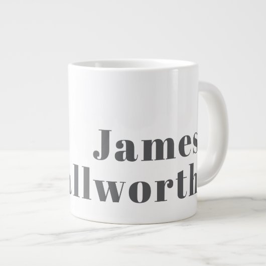 Stilvoll bearbeitbarer Retro Moderner Text | Grau Jumbo-Tasse (Vorderseite Rechts)