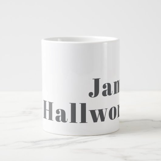 Stilvoll bearbeitbarer Retro Moderner Text | Grau Jumbo-Tasse (Vorderseite)