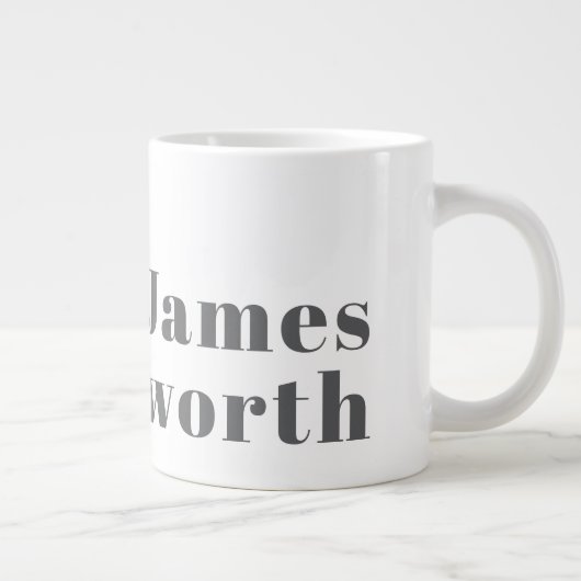 Stilvoll bearbeitbarer Retro Moderner Text | Grau Jumbo-Tasse (Rechts)