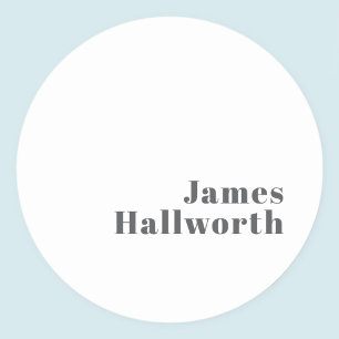 Stilvoll bearbeitbarer Retro Moderner Text Grau Runder Aufkleber