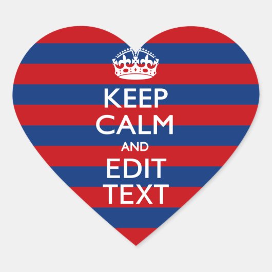 Stilvoll BEHALTEN CALM und Text auf Streifen Herz-Aufkleber (Vorderseite)