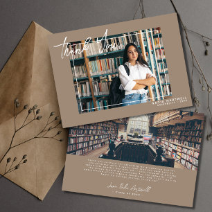 Stilvoll Beige   2 Foto Abschluss Dankeschön Karte