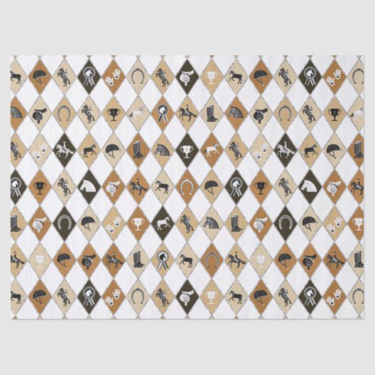 Stilvoll Beige Brown Reittier Diamond Muster Seidenpapier (Vorderseite)
