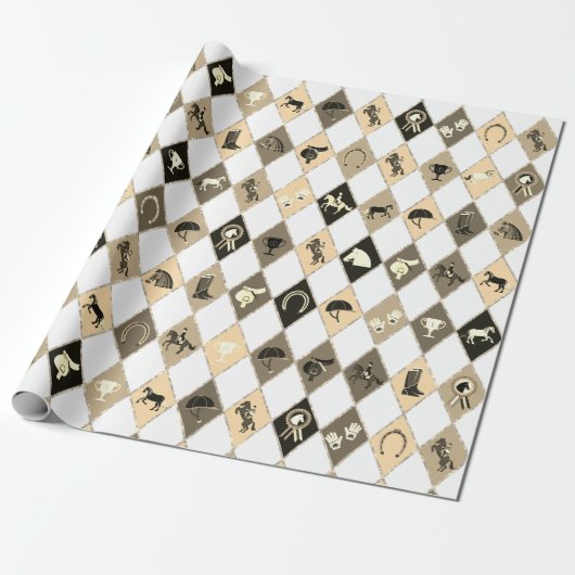 Stilvoll Beige Creme Reittier Diamond Muster Geschenkpapier (Ungerollt)