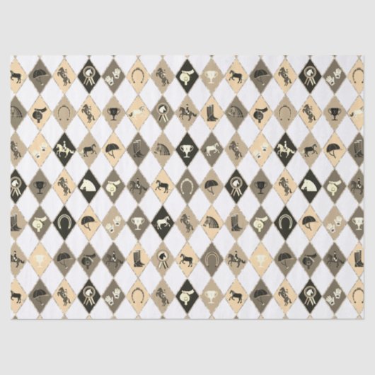 Stilvoll Beige Creme Reittier Diamond Muster Seidenpapier (Vorderseite)