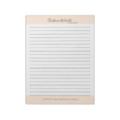 Stilvoll Beige Minimalistisch Lined Notizblock (Rotiert)