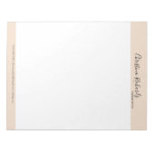 Stilvoll Beige Minimalistisch Notizblock (Vorderseite)