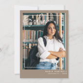 Stilvoll Beige | Zwei Foto Abschluss Open House Einladung (Vorderseite)