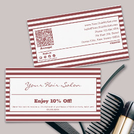 Stilvoll Beruflich gestreifter Haarsalon 10% Rabattkarte