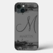 Stilvoll Beruflich Grau und Schwarz Monogrammiert Case-Mate iPhone Hülle (Rückseite)
