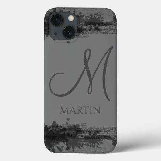 Stilvoll Beruflich Grau und Schwarz Monogrammiert Case-Mate iPhone Hülle (Rückseite)