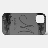 Stilvoll Beruflich Grau und Schwarz Monogrammiert Case-Mate iPhone Hülle (Rückseite (Horizontal))