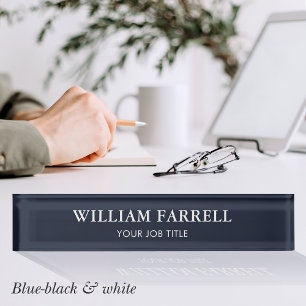 Stilvoll Beruflich und traditionell blau-Schwarz-w Namensplakette