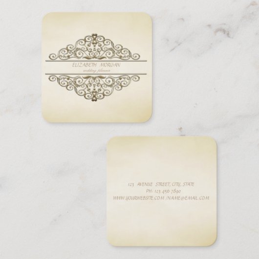 Stilvoll Beruflich, Vintag, Rahmen Quadratische Visitenkarte (Vorne/Hinten)