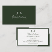 Stilvoll Berufliche Monogram Minimal Green Visitenkarte (Vorne/Hinten)