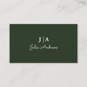 Stilvoll Berufliche Monogram Minimal Green Visitenkarte (Vorderseite)