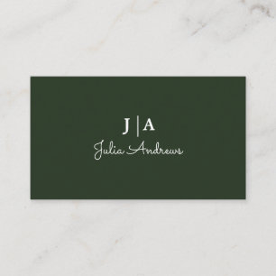 Stilvoll Berufliche Monogram Minimal Green Visitenkarte