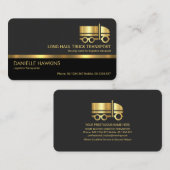 Stilvoll Beruflicher Grauschichten Gold Line Truck Visitenkarte (Vorne/Hinten)