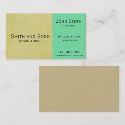 Stilvoll beruflicher Rechtsanwalt mit zwei Tönn Visitenkarte (Vorne/Hinten)