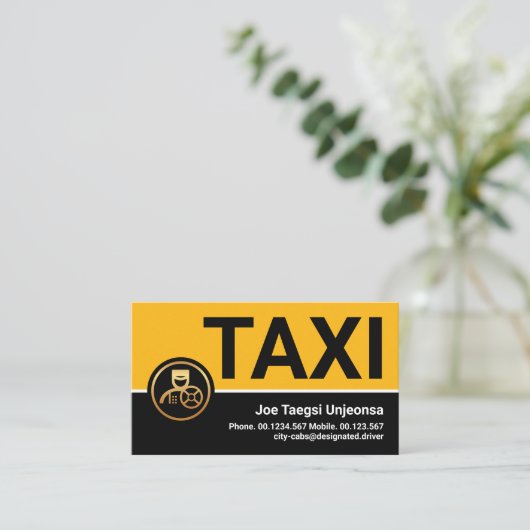 Stilvoll Berufliches Gelbes Taxi Visitenkarte (Stehend Vorderseite)