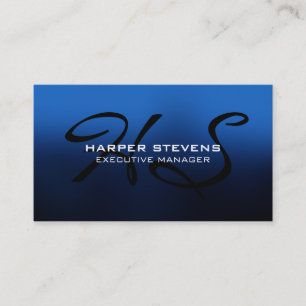 Stilvoll Berufliches, modernes Blue Black Monogram Visitenkarte