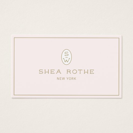 Stilvoll blassrosa Beruflich Modernes Monogramm (Vorderseite)