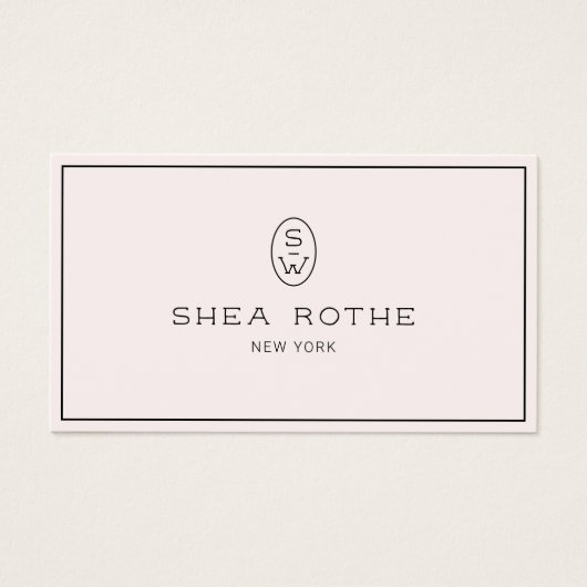 Stilvoll blassrosa Beruflich Modernes Monogramm (Vorderseite)
