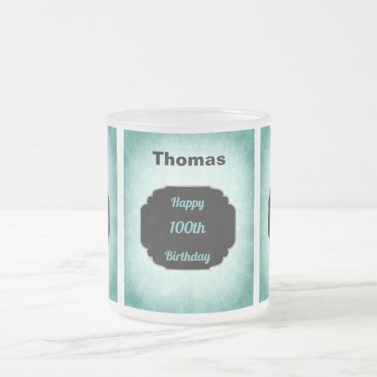 Stilvoll blau 100. Geburtstagsdesign Mattglastasse (Mittel)