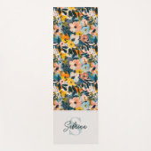Stilvoll Blau-Rosa-Monogramm für Abstrakte Blumenb Yogamatte (Vorderseite)