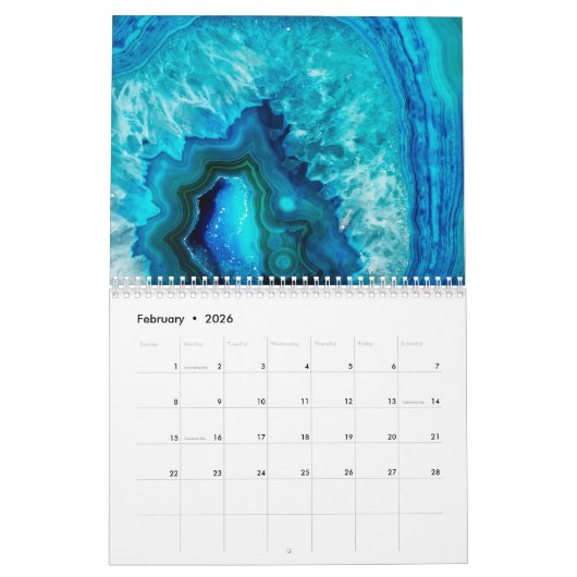 Stilvoll Blau Türkis Moderne Wand Kalender (Feb 2026)