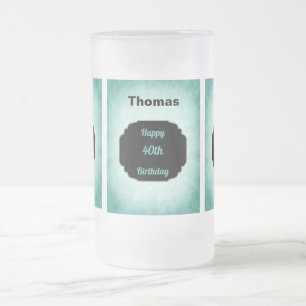 Stilvoll blau und schwarz 40. Geburtstag Design Mattglas Bierglas